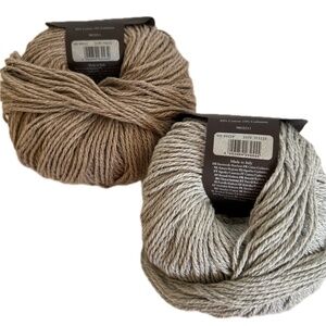 ROWAN Cotton Cashmere Yarn 50 g each Made in Italy Gray & Taupe Lot of 2 New